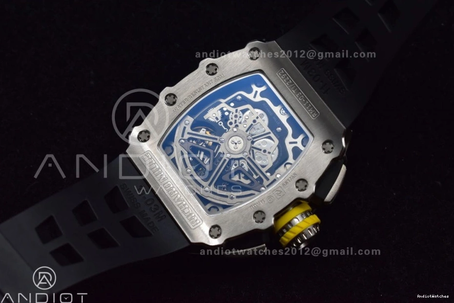 Chrono Strap V Edition Crystal Dial Black 1:1 KVF on Rubber RM011 Black SS 1025 Best Sophisticated A7750 0405